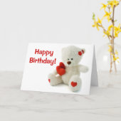 Happy Birthday Teddy Bear Wenskaart Kaart (Gele Bloem)