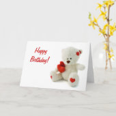 Happy Birthday Teddy Bear Wenskaart Kaart (Gele Bloem)