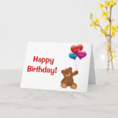 Happy Birthday Teddy Bear Wenskaart Kaart (Gele Bloem)