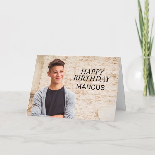 Happy Birthday Teen Boy Foto Ouders Siblings Kaart (Voorkant)