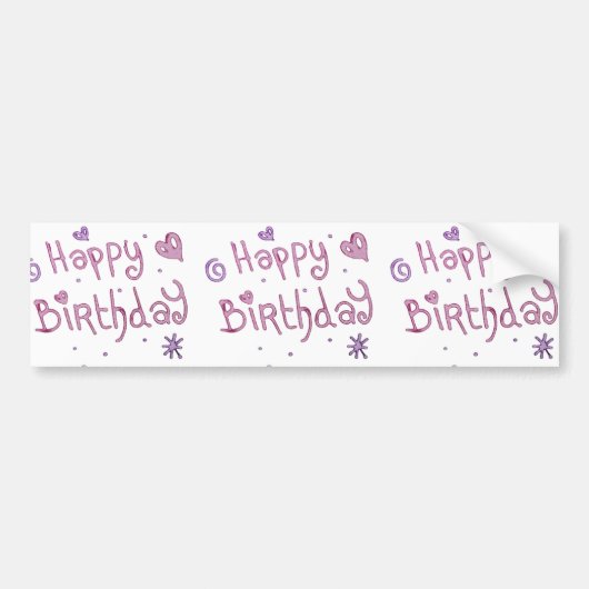 Happy Birthday-tekst afspelen Bumpersticker (Voorkant)