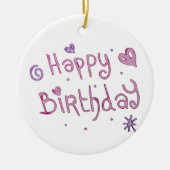 Happy Birthday-tekst afspelen Keramisch Ornament (Voorkant)