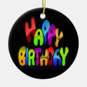Happy Birthday-tekst afspelen Keramisch Ornament (Voorkant)
