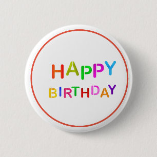 Happy Birthday-tekst afspelen Ronde Button 5,7 Cm
