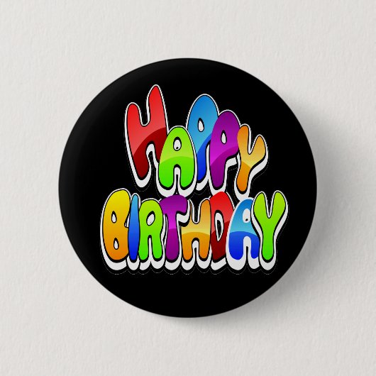 Happy Birthday-tekst afspelen Ronde Button 5,7 Cm (Voorkant)