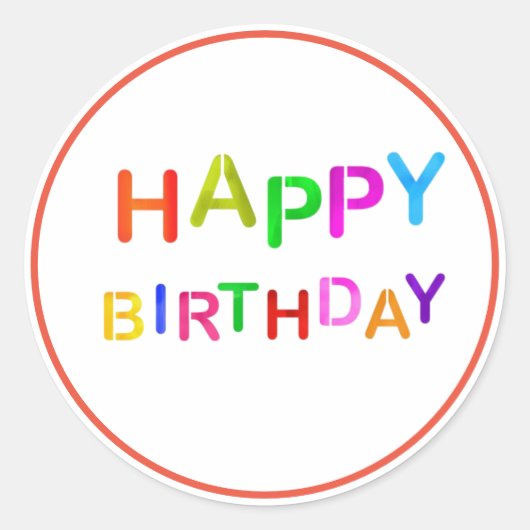 Happy Birthday-tekst afspelen Ronde Sticker (Voorkant)