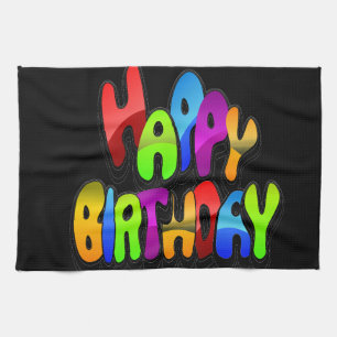 Happy Birthday-tekst afspelen Theedoek