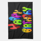 Happy Birthday-tekst afspelen Theedoek (Verticaal)