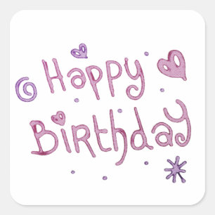 Happy Birthday-tekst afspelen Vierkante Sticker