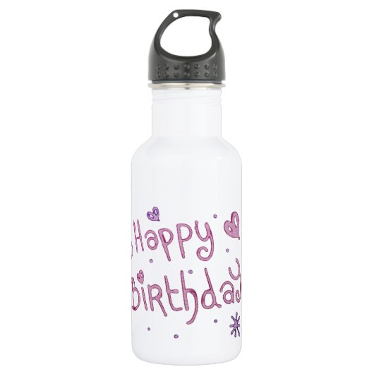 Happy Birthday-tekst afspelen Waterfles (Voorkant)