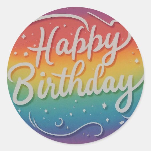 Happy Birthday Tekst en Afbeelding Design Ronde Sticker (Voorkant)