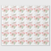 Happy Birthday-tekst en kleurrijke bloemen Cadeaupapier (Vlak)