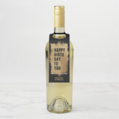 HAPPY BIRTHDAY-tekst Gold Foil op zwart Flessenhanger (Op fles)