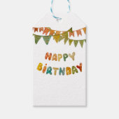 Happy Birthday-tekst markeert schattige, kleurrijk Cadeaulabel (Voorkant)