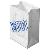 Happy Birthday-tekst met Gold Confetti Medium Cadeauzakje (Voorkant Gekanteld)