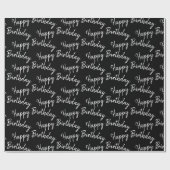Happy Birthday tekst op zwart Cadeaupapier (Vlak)
