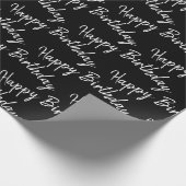 Happy Birthday tekst op zwart Cadeaupapier (Hoek)