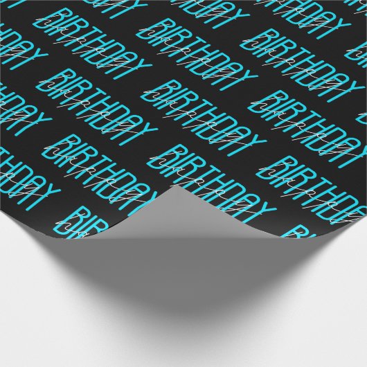 Happy Birthday-tekst op zwart Cadeaupapier (Hoek)