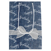 Happy Birthday-tekst over Denim Medium Cadeauzakje (Achterkant)