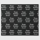  Happy Birthday-tekst | Zwart-wit Cadeaupapier (Vlak)