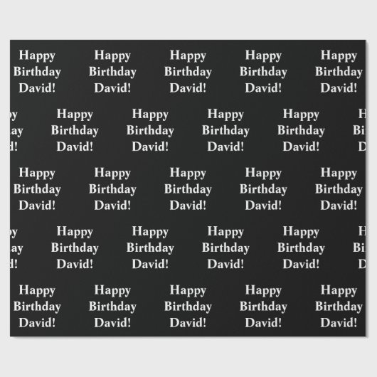  Happy Birthday-tekst | Zwart-wit Cadeaupapier (Vlak)