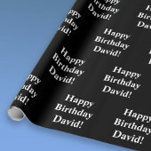  Happy Birthday-tekst | Zwart-wit Cadeaupapier