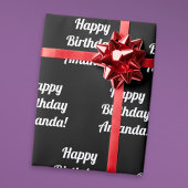  Happy Birthday-tekst | Zwart-wit Cadeaupapier