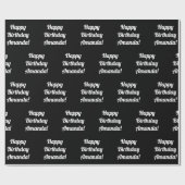  Happy Birthday-tekst | Zwart-wit Cadeaupapier (Vlak)