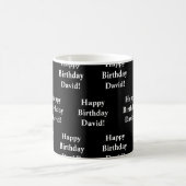 Happy Birthday-tekst | Zwart-wit Koffiemok (Center)