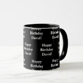  Happy Birthday-tekst | Zwart-wit Mok (Voorkant rechts)