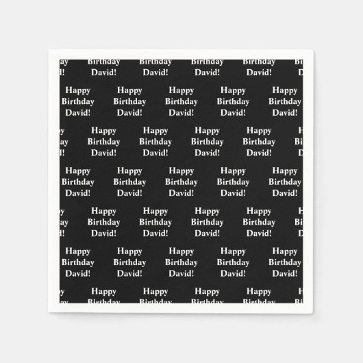  Happy Birthday-tekst | Zwart-wit Servet (Voorkant)