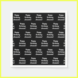  Happy Birthday-tekst | Zwart-wit Servet