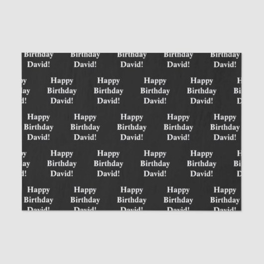  Happy Birthday-tekst | Zwart-wit Tissuepapier (Voorkant)