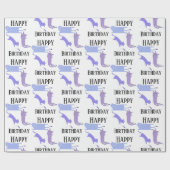 Happy Birthday Template Funny Cats Wrapping Paper Cadeaupapier (Vlak)