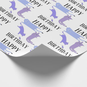 Happy Birthday Template Funny Cats Wrapping Paper Cadeaupapier