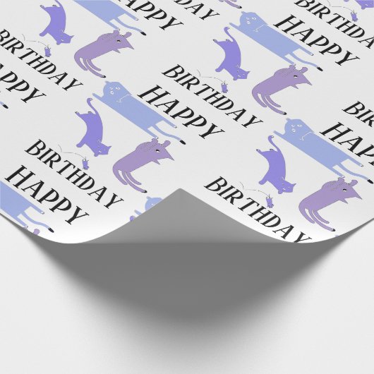 Happy Birthday Template Funny Cats Wrapping Paper Cadeaupapier (Hoek)
