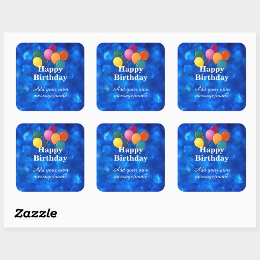 Happy Birthday Template, personalize, Vierkante Sticker (Vel)