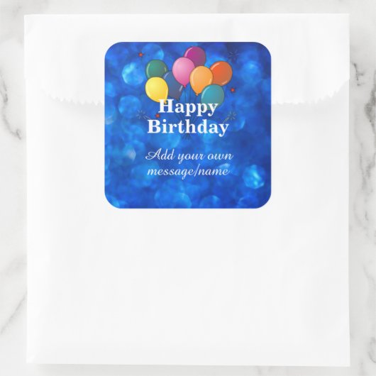 Happy Birthday Template, personalize, Vierkante Sticker (Tas)