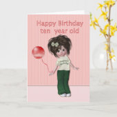 Happy Birthday Ten Year Old Girl Kaart (Gele Bloem)