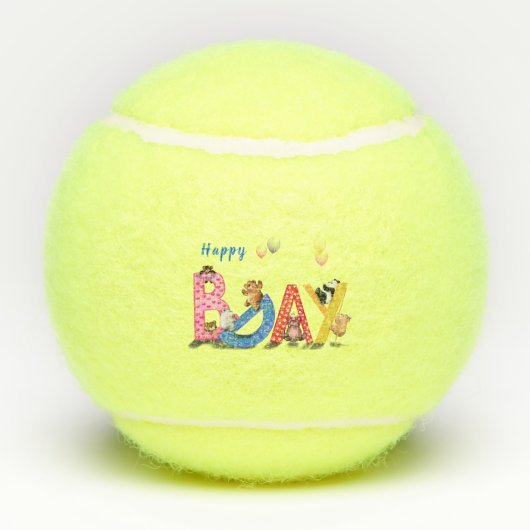 Happy Birthday Tennis Balls Baby Beren Tennisballen (Achterkant)
