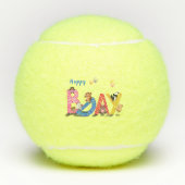 Happy Birthday Tennis Balls Baby Beren Tennisballen (Voorkant)