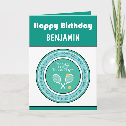 Happy Birthday 🎾 Tennis green 💚 Birthday 🎉 Card Kaart (Voorkant)