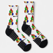 Happy Birthday Text Balloons Afbeelding Gedrukte W Sokken (Rechts)