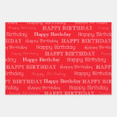 Happy Birthday Text Covered Black Red Gold Inpakpapier Vel (Voorkant 2)