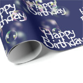 Happy Birthday Text en Bubbles Wrapping Paper Cadeaupapier (Rol Hoek)