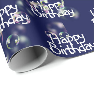 Happy Birthday Text en Bubbles Wrapping Paper Cadeaupapier