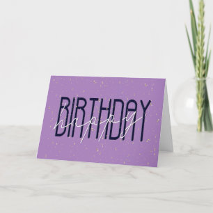 Happy Birthday Text en Gold Confetti Card Kaart