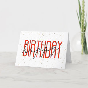 Happy Birthday Text en Gold Confetti Kaart