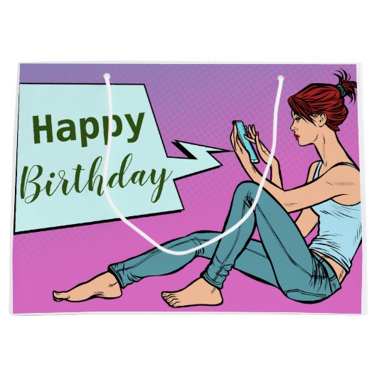 Happy Birthday Text Groot Cadeauzakje (Voorkant)