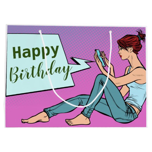 Happy Birthday Text Groot Cadeauzakje (Achterkant)